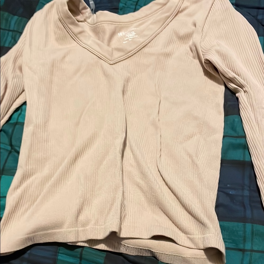 H&M Cream V-Neck Blouse